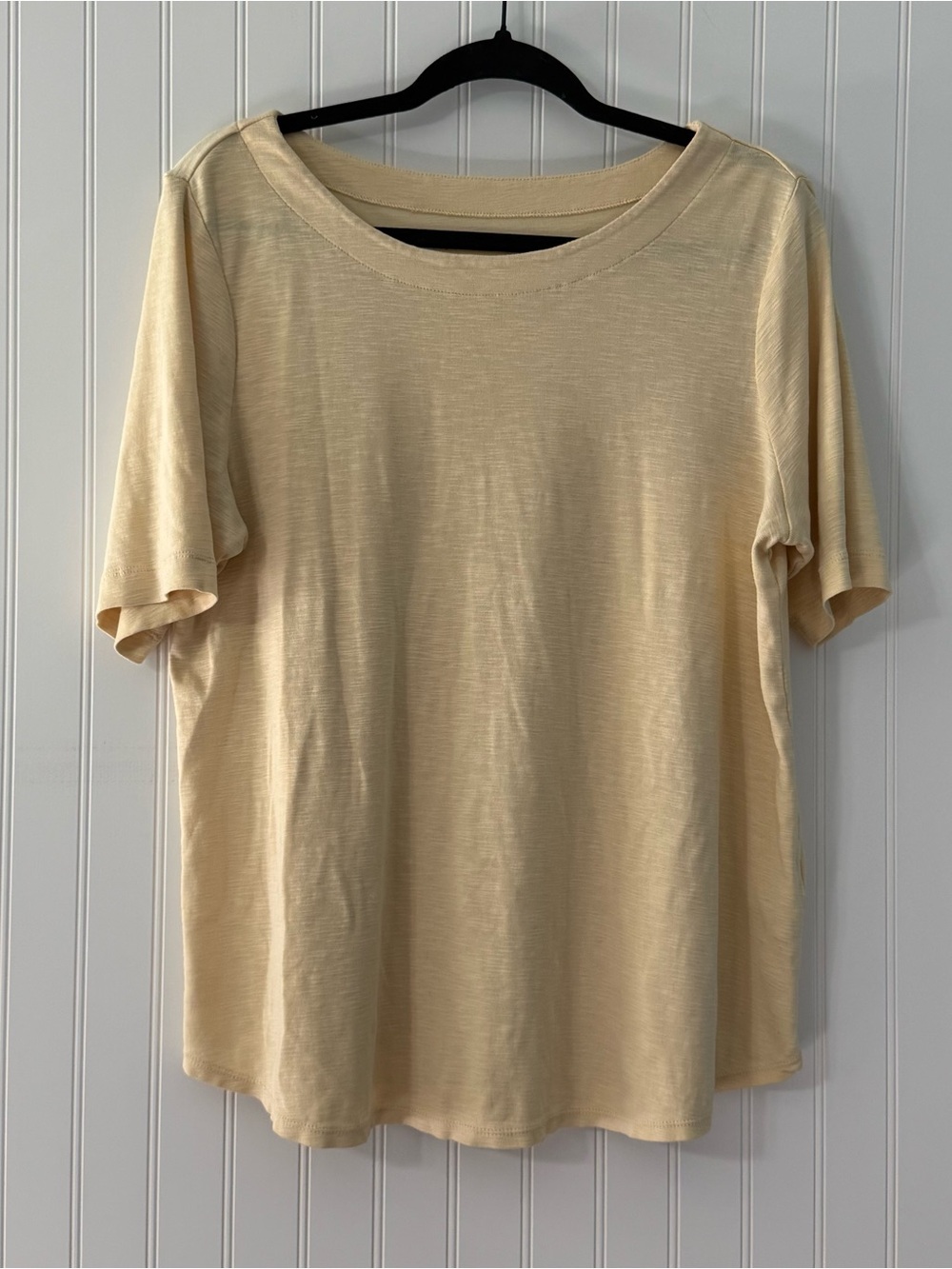 J.Jill Butter Yellow Pima Slub Elbow Sleeve Tee